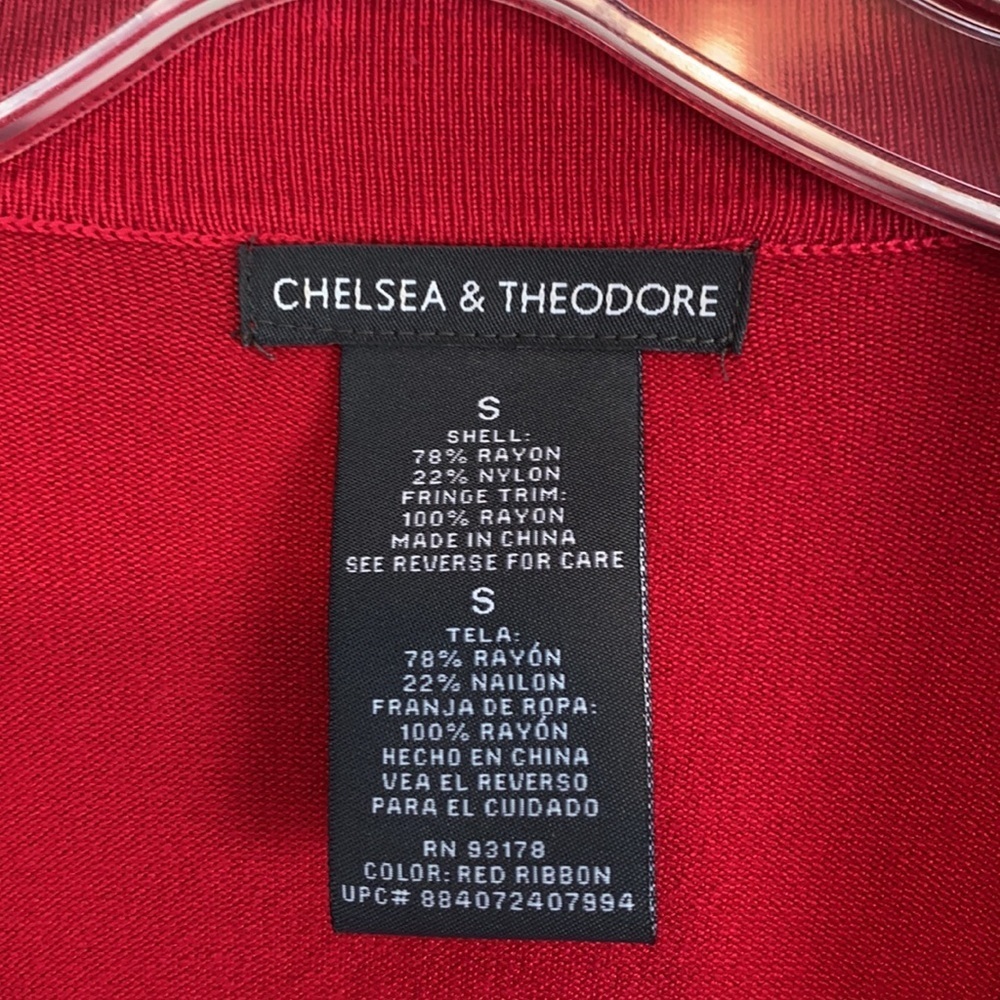 Chelsea & Theodore Red Open Front Cardigan Size Small - Picture 5 of 12